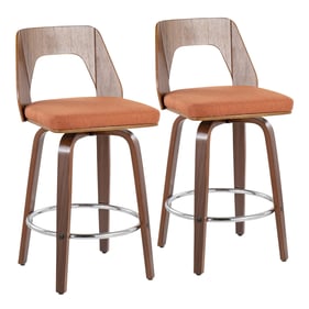 2 LumiSource Trilogy Orange Fabric Counter Stools