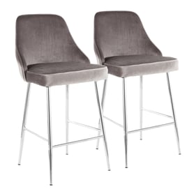 2 LumiSource Marcel Chrome Silver Counter Stools