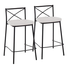 2 LumiSource Charlotte Black White 25 Inch Counter Stools