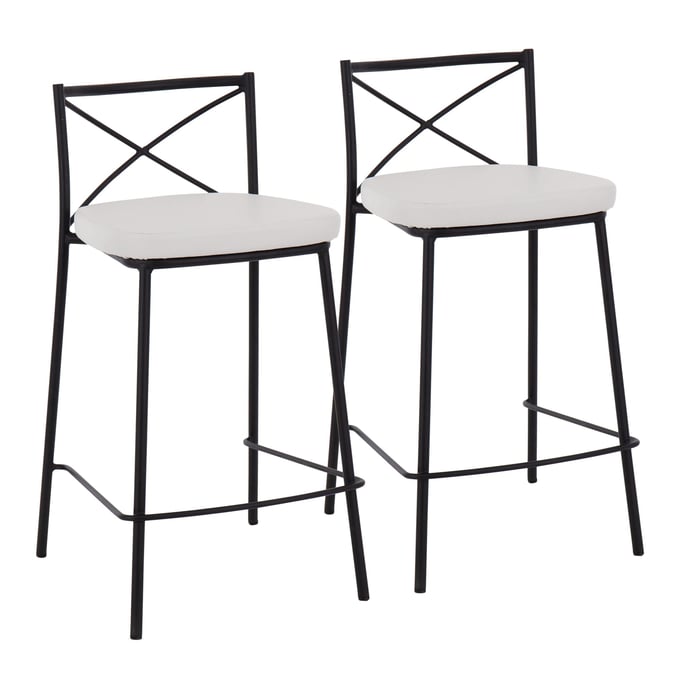 2 LumiSource Charlotte Black White 25 Inch Counter Stools LUMI-B25-MODCHRLT-BKW2