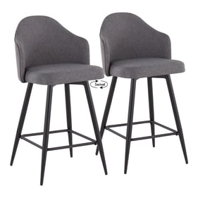 2 LumiSource Ahoy Grey Fabric 26 Inch Counter Stools