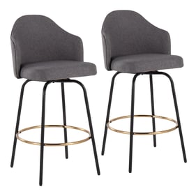 2 LumiSource Ahoy Black Gold Grey Counter Stools