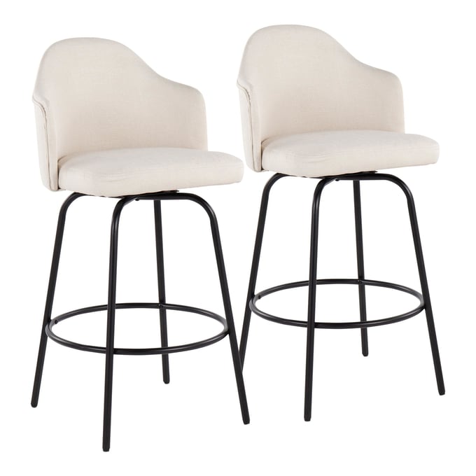 2 LumiSource Ahoy Black Cream Counter Stools LUMI-B26-AHOYUP-CLAIREQ2-BKCR2