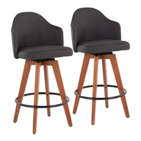 2 LumiSource Ahoy Walnut Charcoal Counter Stools