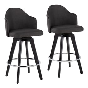 2 LumiSource Ahoy Black Chrome Charcoal 26 Inch Counter Stools