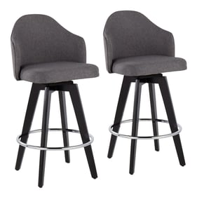 2 LumiSource Ahoy Black Chrome Grey 26 Inch Counter Stools