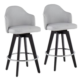 2 LumiSource Ahoy Black Chrome Light Grey 26 Inch Counter Stools