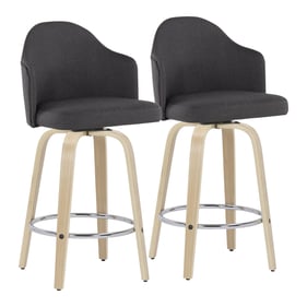 2 LumiSource Ahoy Charcoal Fabric Counter Stools