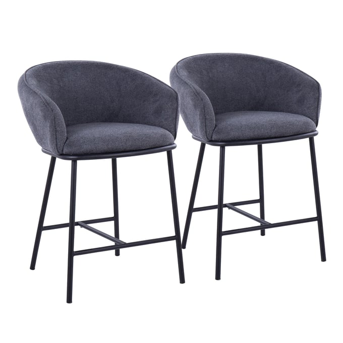 2 LumiSource Ashland Charcoal Counter Stools LUMI-B26-ASHLAND2-BKCHAR2