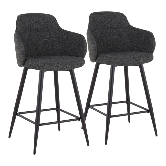 2 LumiSource Boyne Dark Grey 26 Inch Counter Stools LUMI-B26-BOYNE-55SWVX2-BKDGY2