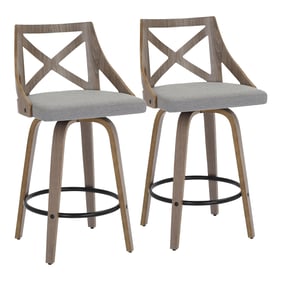 2 LumiSource Charlotte Light Grey Counter Stools