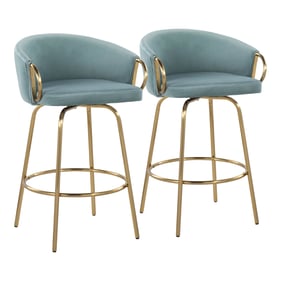 2 LumiSource Claire Gold Light Blue Counter Stools