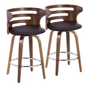 2 LumiSource Cosini Brown 26 Inch Swivel Counter Stools