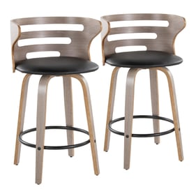 2 LumiSource Cosini Light Grey Black 26 Inch Swivel Counter Stools