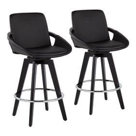 2 LumiSource Cosmo Chrome Black Swivel Counter Stools