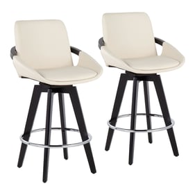 2 LumiSource Cosmo Chrome Cream Swivel Counter Stools