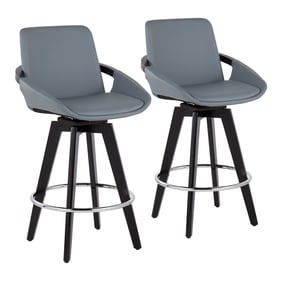 2 LumiSource Cosmo Chrome Grey Swivel Counter Stools