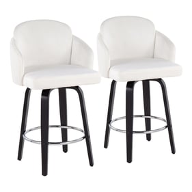 2 LumiSource Dahlia Cream Velvet Counter Stools