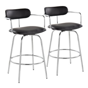 2 LumiSource Demi Black 26 Inch Swivel Counter Stools