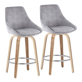 2 LumiSource Diana Zebra Wood Grey Counter Stools