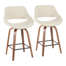 2 LumiSource Fabrizzi Cream Walnut Counter Stools