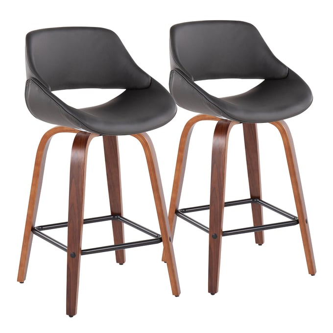 2 LumiSource Fabrico Grey PU Counter Stools LUMI-B26-FBCOPU-SWVX2-WLGY2