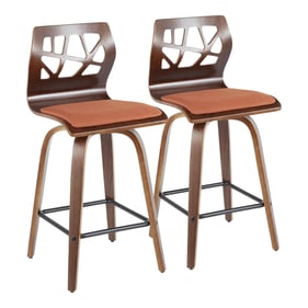 2 LumiSource Folia Orange Counter Stools