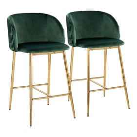 2 LumiSource Fran Gold Green Pleated Counter Stools