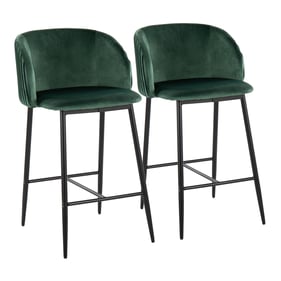 2 LumiSource Fran Black Green Pleated Counter Stools