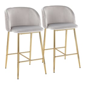 2 LumiSource Fran Gold Silver Pleated Waves Counter Stools