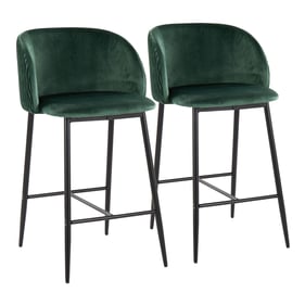 2 LumiSource Fran Black Green Pleated Waves Counter Stools