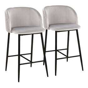 2 LumiSource Fran Black Silver Pleated Waves Counter Stools