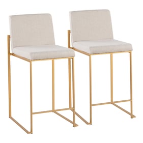 2 LumiSource Fuji Gold Beige High Back Counter Stools