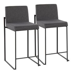 2 LumiSource Fuji Black Charcoal High Back Counter Stools