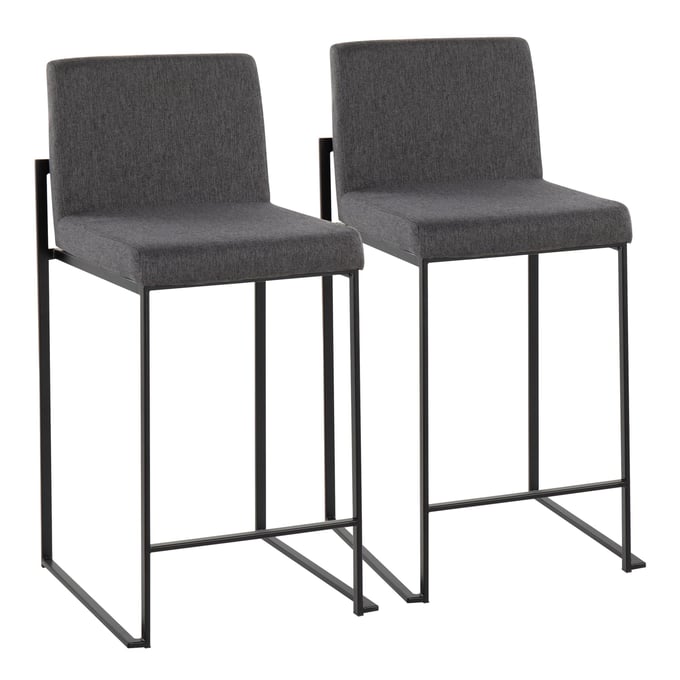 2 LumiSource Fuji Black Charcoal High Back Counter Stools LUMI-B26-FUJIHB-BKFCHAR2