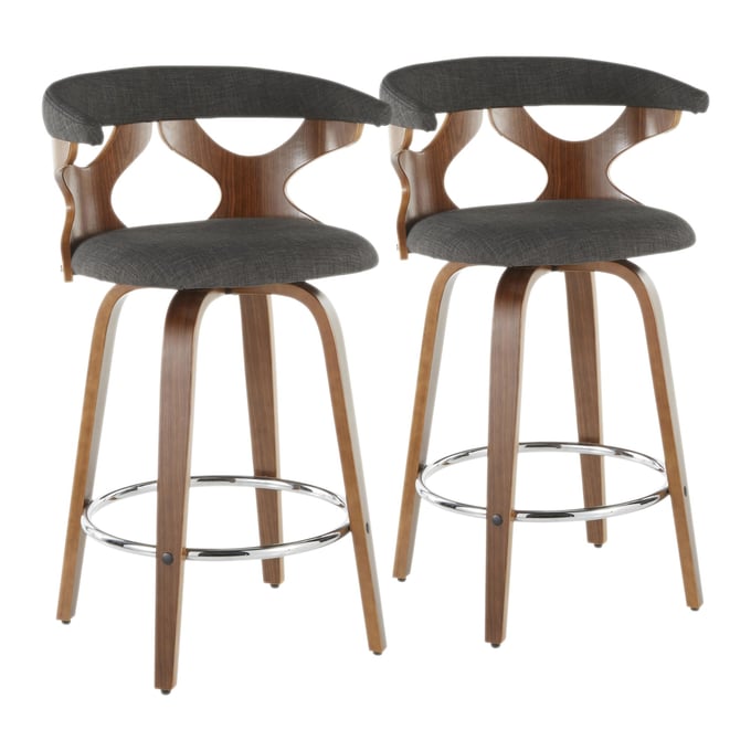 2 LumiSource Gardenia Charcoal Counter Stools LUMI-B26-GARD2-SWVR-WLCHAR2