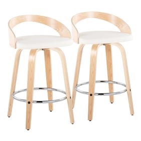 2 LumiSource Grotto Natural White 26 Inch Swivel Counter Stools