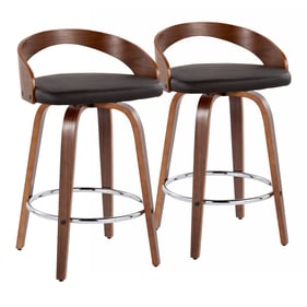 2 LumiSource Grotto Brown PU 26 Inch Swivel Counter Stools