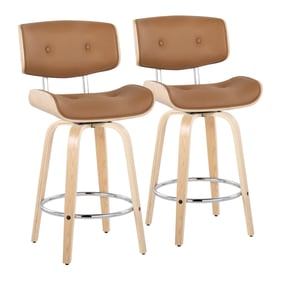 2 LumiSource Lombardi Camel 26 Inch Swivel Counter Stools