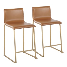 2 LumiSource Mara Gold Camel 26 Inch Counter Stools