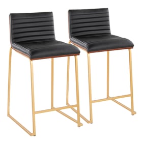 2 LumiSource Mason Mara Gold Black PU 26 Inch Counter Stools