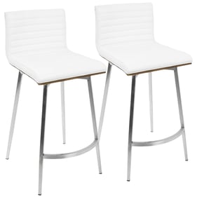 2 LumiSource Mason White Swivel Counter Stools