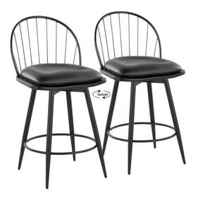 2 LumiSource Riley Matte Black 26 Inch Swivel Counter Stools