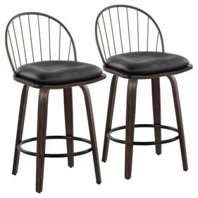 2 LumiSource Riley Dark Walnut Brown 26 Inch Counter Stools