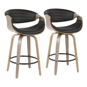 2 LumiSource Symphony Black PU Counter Stools