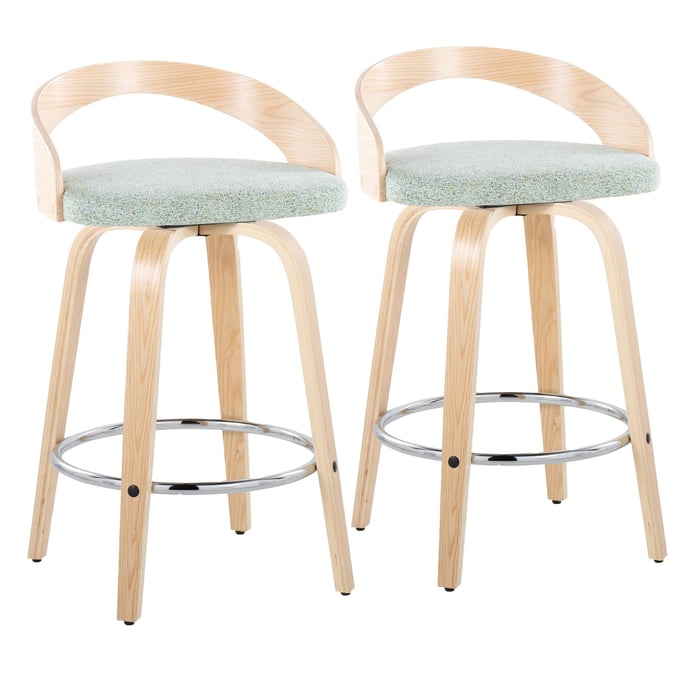 2 LumiSource Grotto Light Green 26 Inch Swivel Counter Stools LUMI-B26GROTTOFBGRTZR2NANALGN2