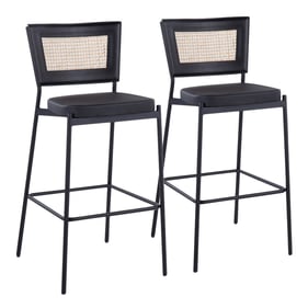 2 LumiSource Rattan Tania Black Bar Stools