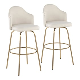 2 LumiSource Ahoy Gold Cream Fabric Bar Stools