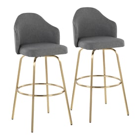 2 LumiSource Ahoy Gold Grey Fabric Bar Stools