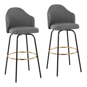 2 LumiSource Ahoy Grey Fabric Bar Stools